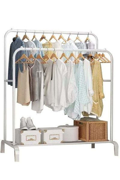 ALMUFARREJ Clothes Organizer And Coated Metal Rack White 115x50x150cm