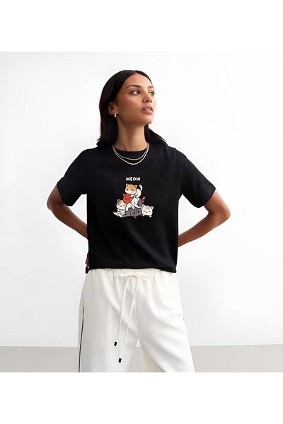 uyguntarz Μπλουζάκι Unisex Meow Printed Design