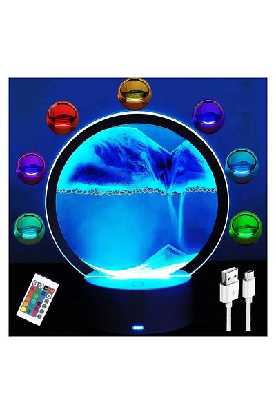 COOYA Moving Sand Art Picture Desk Lamp, 3D Hourglass Deep Sea Sandscape, RGB Color Changing Kinetic Sand