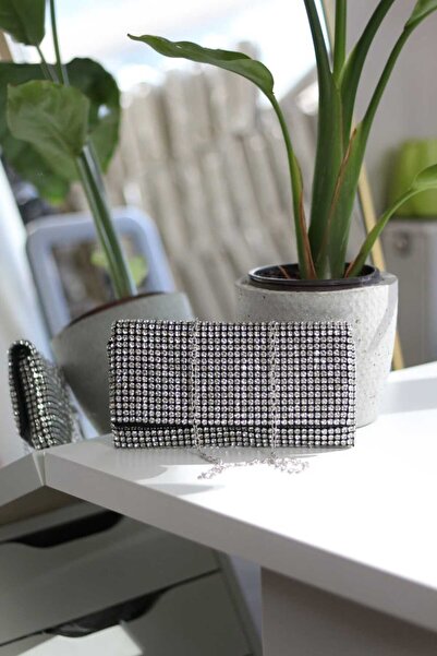 Moom Bag Women's Silver Stone Woven Cover Detailed Slim Handbag