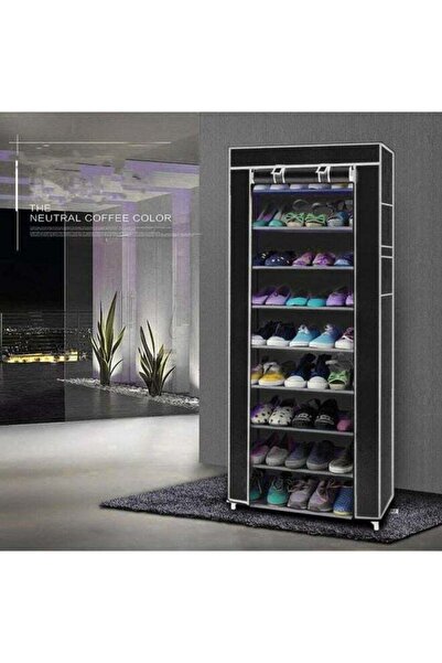 ALMUFARREJ رف أحذية مكون من 9 طبقات باللون الأسود 160x60x30 سم