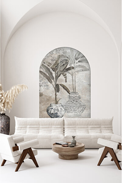 poster marketi Kendinden Yapışkanlı Vintage Duvar Kağıdı - Seramik Vazo ve Tr...