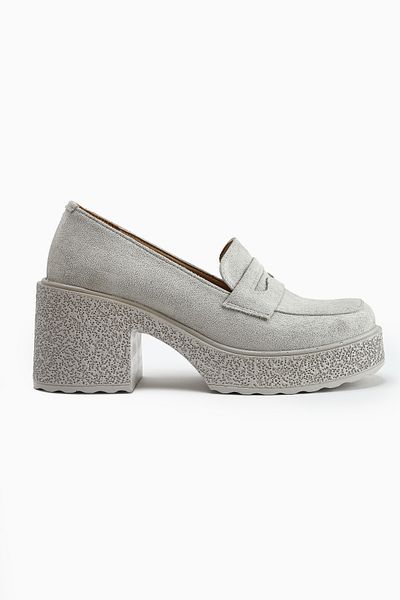 Limoya Pantofi de damă casual cu platformă din piele intoarsa gri Boi