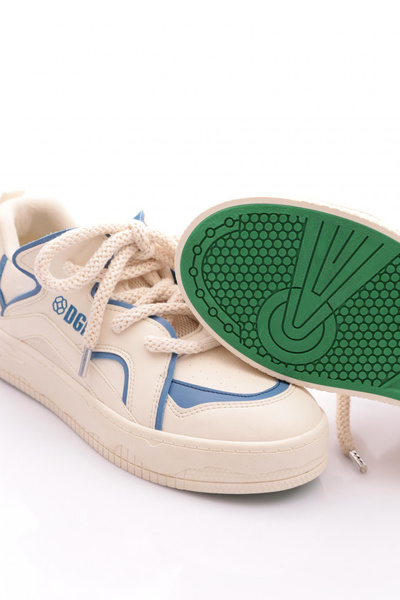 DGN Kadın Kalın Rahat Taban Bağcıklı Günlük Spor Ayakkabı Sneaker Mavi