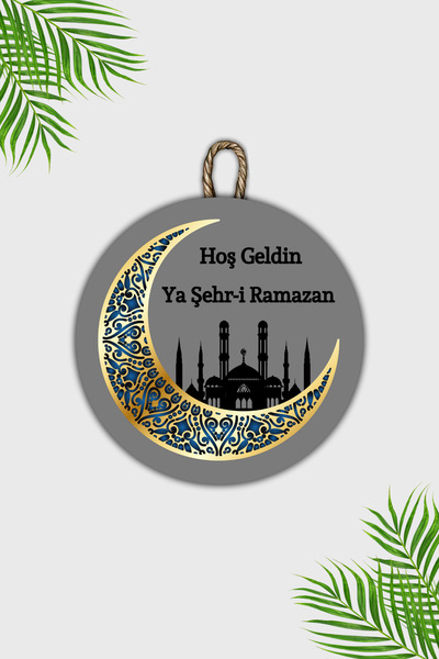 Dormot Home Wooden Digital Printing - Gray Welcome Ya City Ramadan Door Ornament