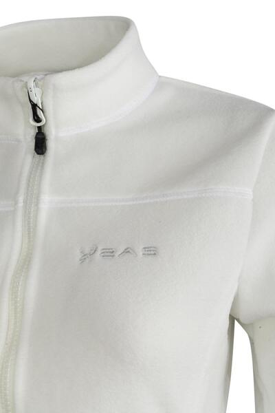 2AS Cara Kadın Tam Fermuarlı İnce Polar Sweatshirt Beyaz