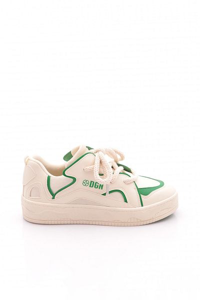 DGN Women's Thick Comfortable Sole Lace-Up Casual Sports Shoes Sneaker Green