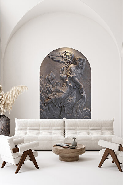 poster marketi Kendinden Yapışkanlı Duvar Kağıdı - 3D Mermer Melek Kabartma Deseni