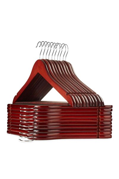 ALMUFARREJ مجموعة شماعات ملابس خشبية مكونة من 10 قطع بمقابض باللون البني