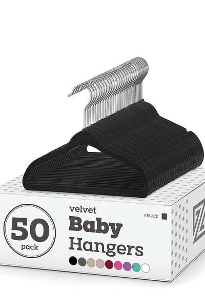 ALMUFARREJ شماعات مخملية للأطفال للخزانة - عبوة من 50 شماعة غير قابلة للانزلا...