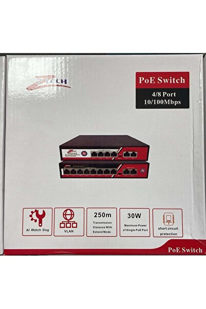 ZTECH ZR-1008 8+2 POE SWITCH 125W MEGABIT WATCHDOG