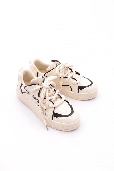 DGN Women's Thick Comfortable Sole Lace-Up Casual Sports Shoes Sneaker Black