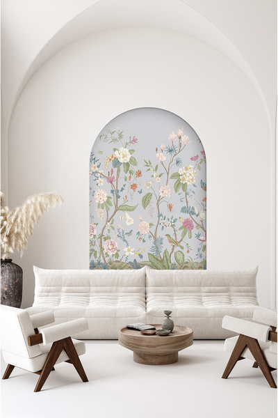 poster marketi Kendinden Yapışkanlı Çiçek ve Kuş Desenli Duvar Kağıdı - Vinta...