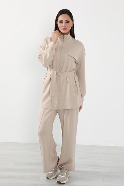 Aisha's Design Zippered Pocket Swet Jacket,Sw-09