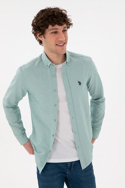 U.S. Polo Assn. Ανδρικό πουκάμισο με μακρυμάνικο μέντα Basic 50296777 -VR090