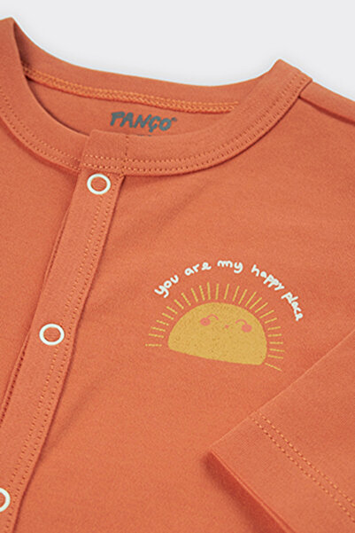 Panço Newborn Print Detailed Brick Jumpsuit