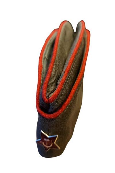 kho military design Soviet Pilotka Cap Unisex Red Piping Metal Star Cockade (Number 56)