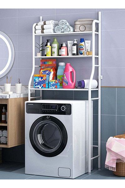 ALMUFARREJ Washing Machine Rack Storage With Drawer White 68x25x152cm