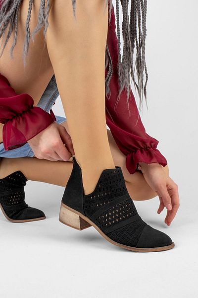 Lal Shoes & Bags Gwen Black Women's Summer Boots - Perforated, -S Model
