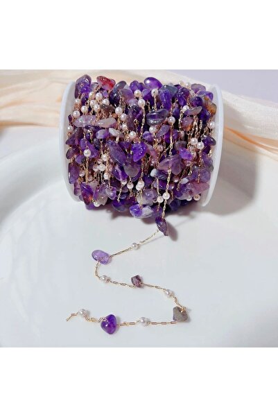 Choice خرز حجري غير منتظم من الذهب البنفسجي KC، 1 متر/مجموعة، سلسلة نحاسية مع...