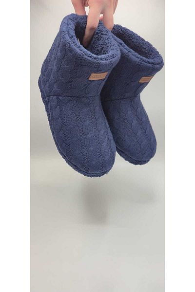 fluffy Ανδρικά παπούτσια για το σπίτι - Πλεκτά, Fleece, Λούτρινο εσωτερικό, Χοντρή και Αντιολισθητική Σόλα
