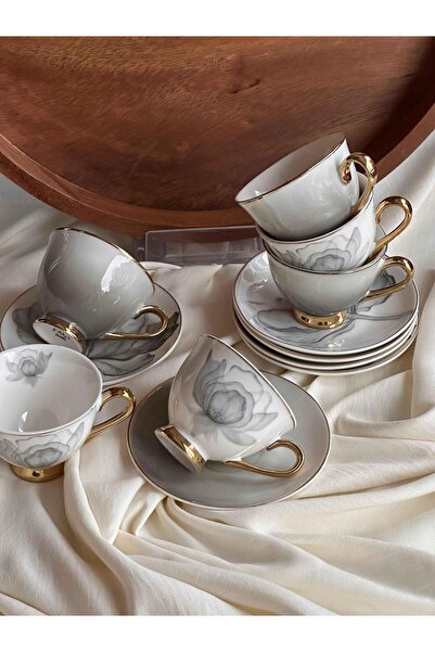 ROSSEV Grigio Turkish Coffee Cup for 6 People 12 Pieces