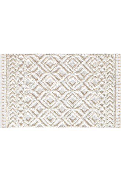 Vivense Elit Saçaklı Makine Halısı, Bukleli, Krem, 100X300