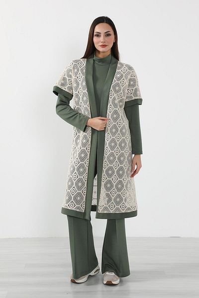 Aisha's Design Lace Detailed Short Sleeve Kimono Tunic