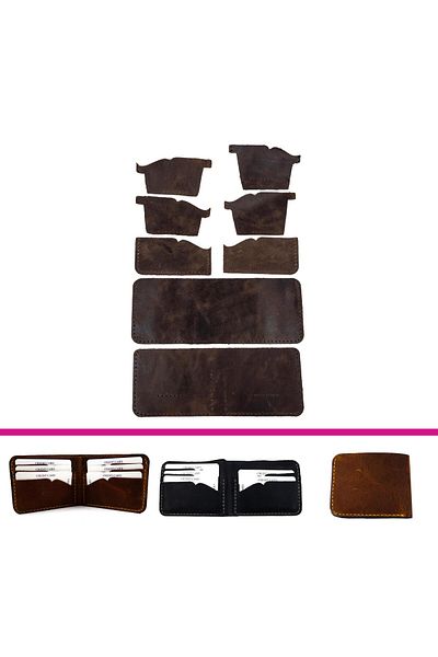AiryFooT DIY Ready Cut Bifold Οριζόντια 6 Θήκη Κάρτας Ανδρικό Πορτοφόλι Έτοιμο Κόψιμο