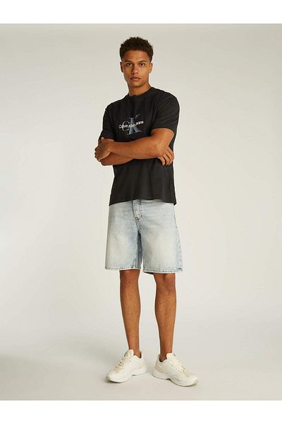 Calvin Klein Men's Ice Blue Ck Logo Black T-Shirt