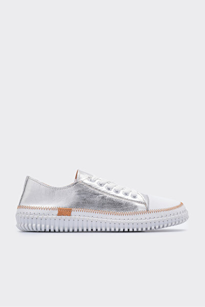 SHOEMARK Yulin Gümüş Hakiki Deri Kadın Sneaker