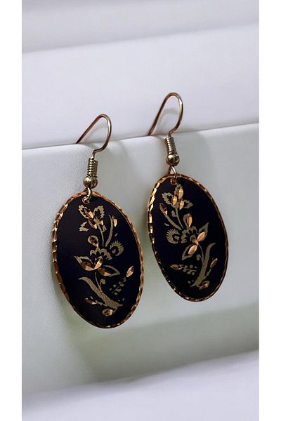 PrestigeSO Copper earrings, kupe, Copper earrings model, inlaid earrings, Pure copper earrings, pink earrings, women's earrings