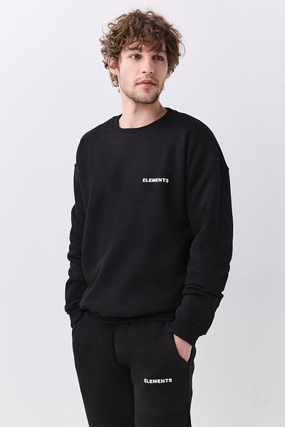 Trendiz Ανδρικό Σετ Φούτερ από Βαμβακερό Fleece Relaxed - Μαύρο 2031