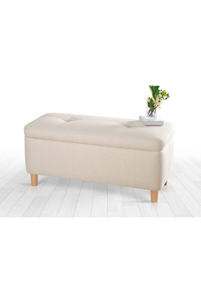 Vivense Rocio Sandıklı Bench Puf, Krem