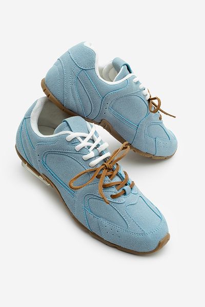 Marjin Damen-Sneaker aus blauem Wildleder – doppelt geschnürte Sportschuhe Povin