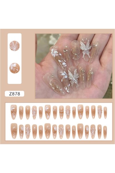 Beauty Box 3 Boyutlu Kolay Hazır Takma Tırnak Fashion Nails Çiçekli Protez Tı...