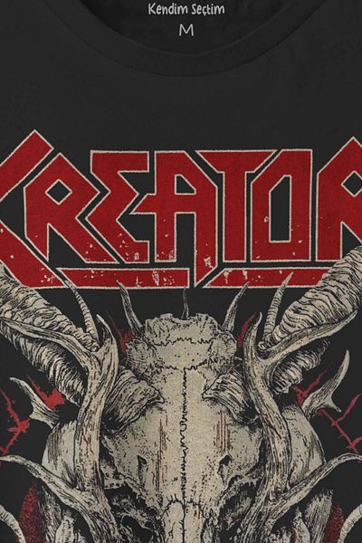 Kendim Seçtim Μαύρο μπλουζάκι Unisex Kreator Metal Music Skull εμπριμέ μπλουζάκι