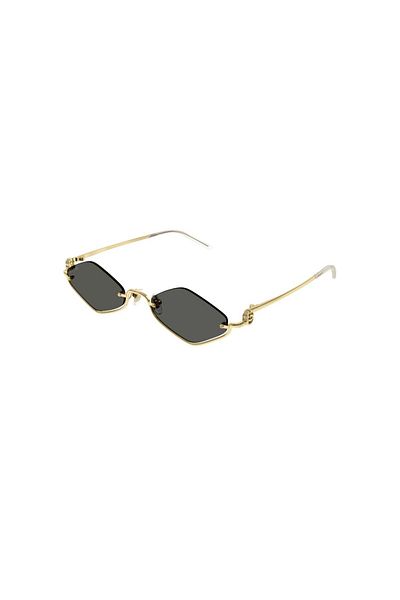 Gucci Gg 1604s 001 53 نظارات شمسية نسائية معدنية ذهبية هندسية