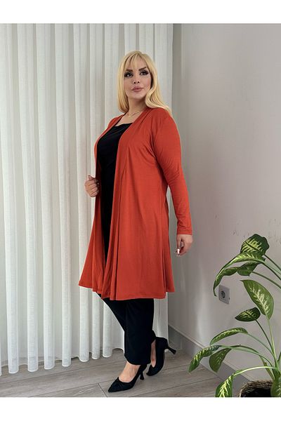 LİKRA Women's Large Size Asymmetric Cut Flexible Cardigan (Accessory Not Included)