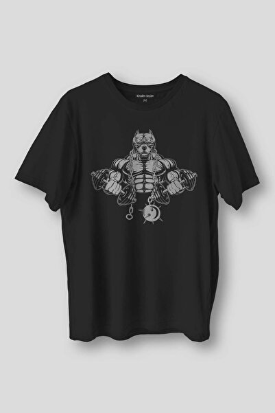 Kendim Seçtim Tricou negru unisex Gym Pitbull Body Building Antrenează-te gre...