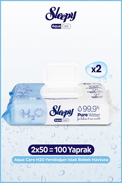 Sleepy Aquacare H2O Yenidoğan Islak Bebek Havlusu 2x50