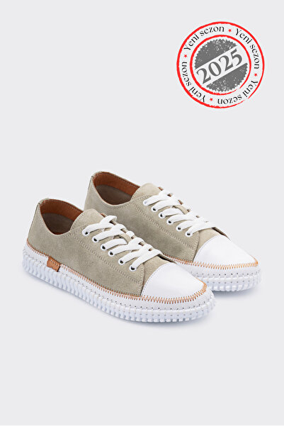 SHOEMARK Yulin Haki Hakiki Deri Süet Kadın Sneaker