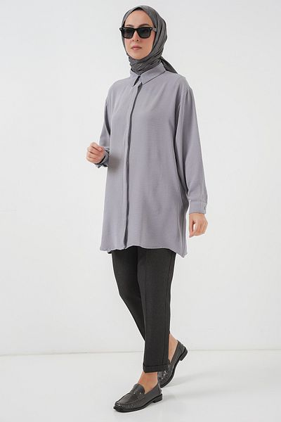 Bigdart قميص طويل رمادي نسائي تونيك 5945