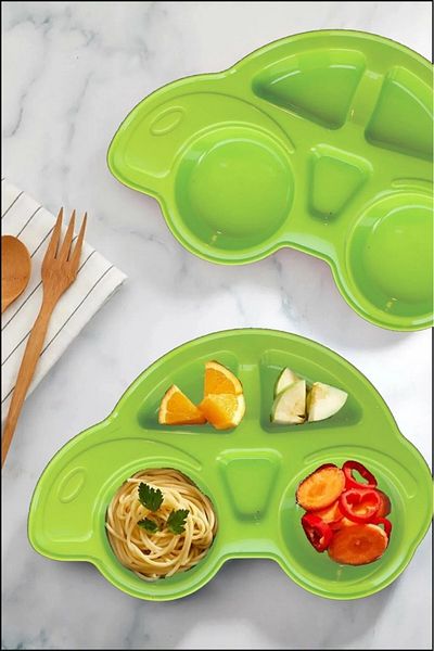 Bayev Car Model Food Plate - Green Baby and Child Divided Dinner Plate