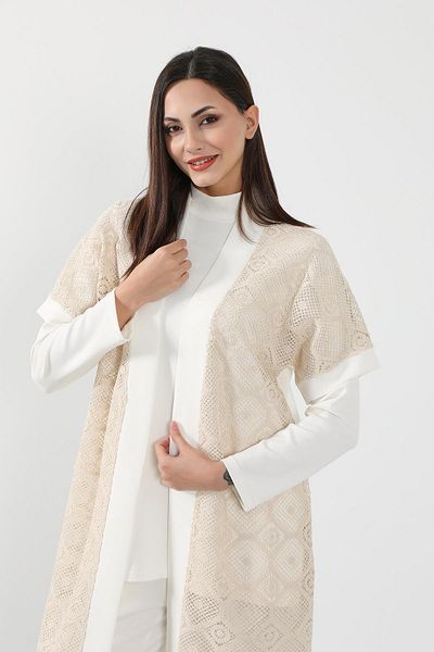 Aisha's Design Short Sleeve Lace Kimono Tunic - Sw-16