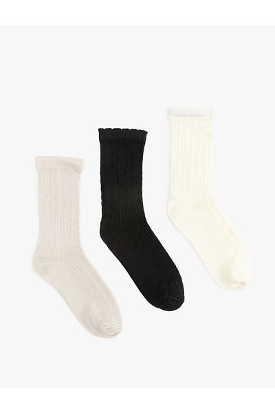 Koton Set of 3 Multicolored Textured Socks