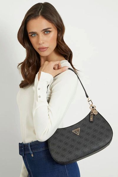 Guess Geantă de umăr Noelle Top Zip pentru femei, antracit, Hwbg7879180-clo