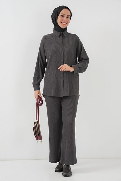 Bigdart T5858 Gestricktes Hijab-Doppelset - Anthrazit