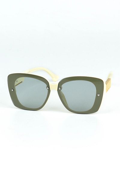 Di Caprio Women's Green Uv400 Protected Geometric Model Sunglasses