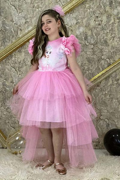 Riccotarz Κορίτσι Snow Queen Digital Print Layered Tulle Pink φόρεμα